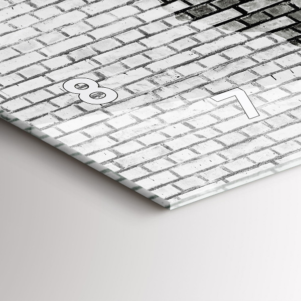 Horizontální skleněné hodiny na stěnu Cihlová zeď Mapa světa