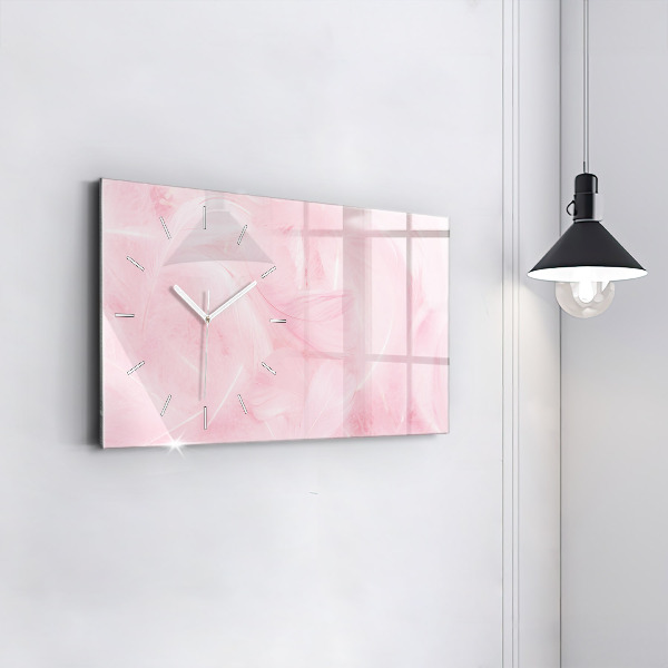 Horizontální skleněné hodiny na stěnu Abstraktní peří