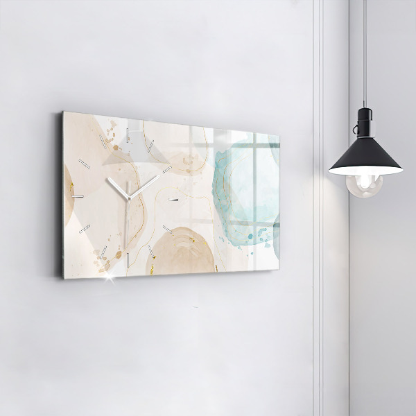 Horizontální skleněné hodiny na stěnu Akvarelové skvrny