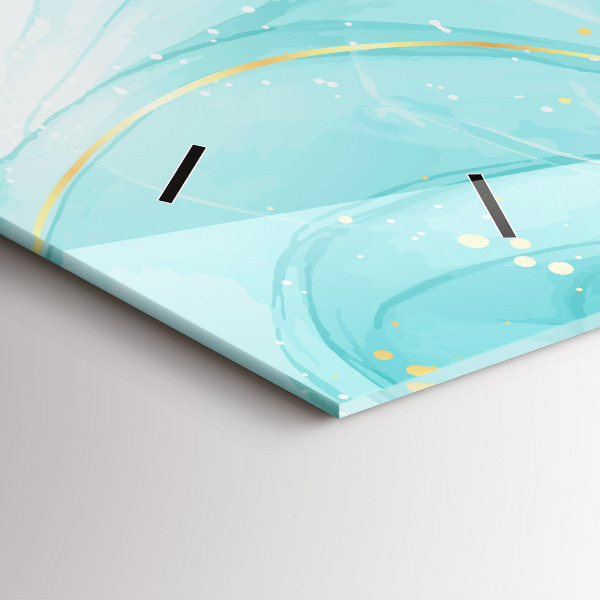 Horizontální skleněné hodiny na stěnu Abstraktní mramor