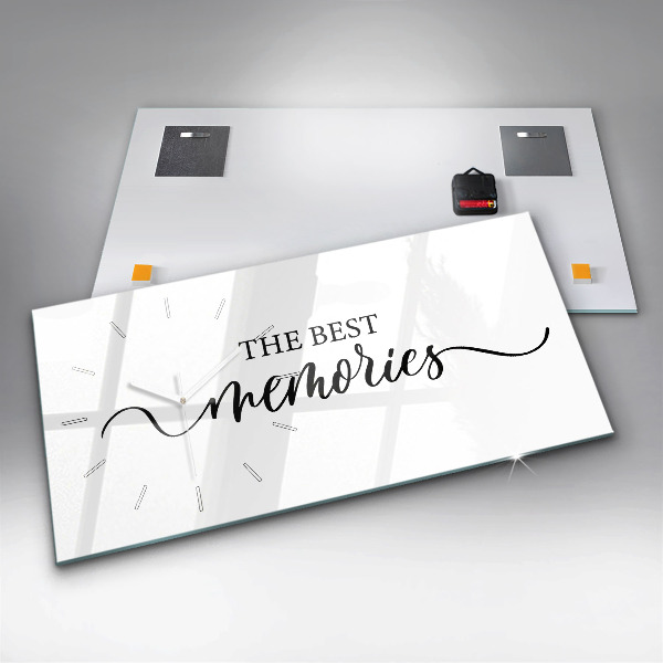 Horizontální skleněné hodiny na stěnu Vzpomínkový nápis