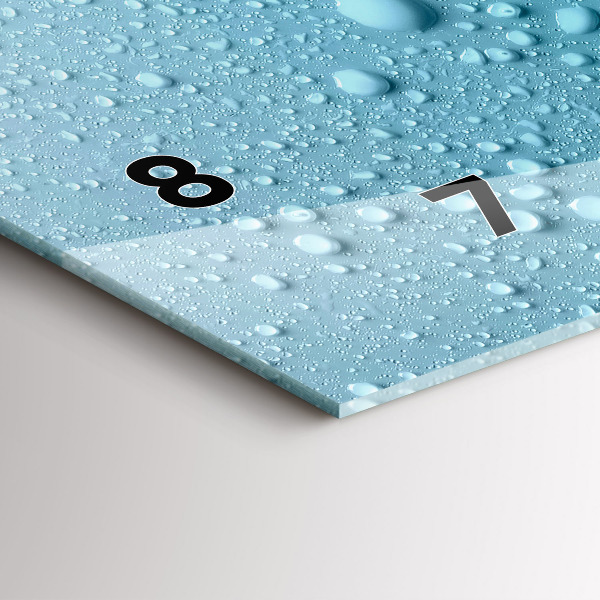 Horizontální skleněné hodiny na stěnu Kapky vody