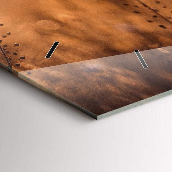 Horizontální skleněné hodiny na stěnu Východ slunce na poli