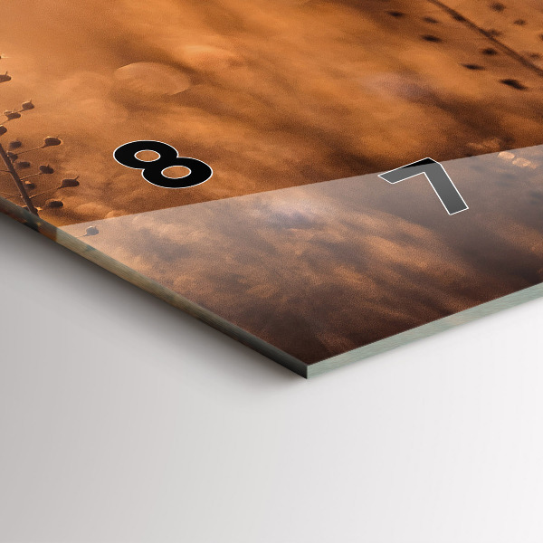 Horizontální skleněné hodiny na stěnu Východ slunce na poli