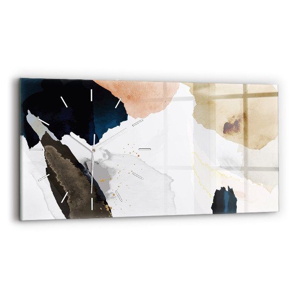 Horizontální skleněné hodiny na stěnu Skvrny abstraktní