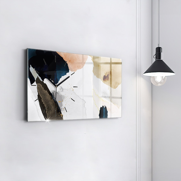 Horizontální skleněné hodiny na stěnu Skvrny abstraktní