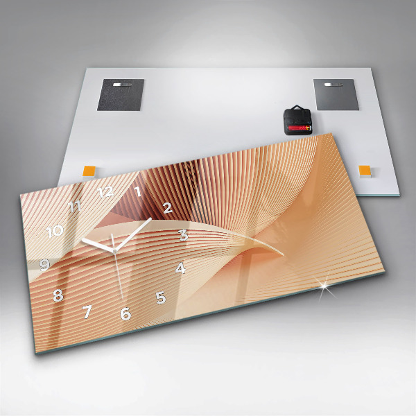 Horizontální skleněné hodiny na stěnu Vlny abstraktní vzor