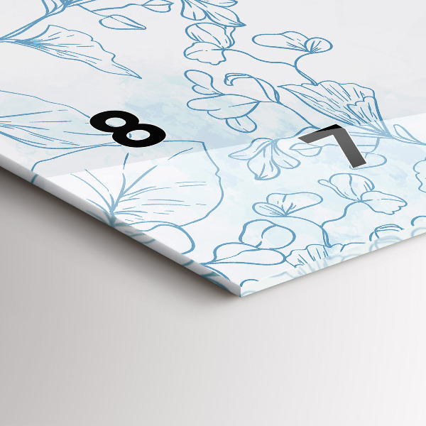 Horizontální skleněné hodiny na stěnu Skica rostlin