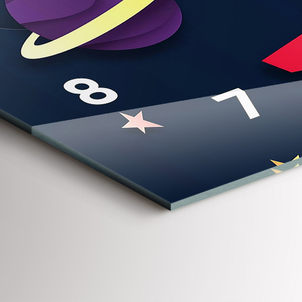 Horizontální skleněné hodiny na stěnu Dětský vesmír