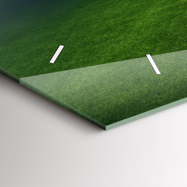 Horizontální skleněné hodiny na stěnu Fotbalové hřiště