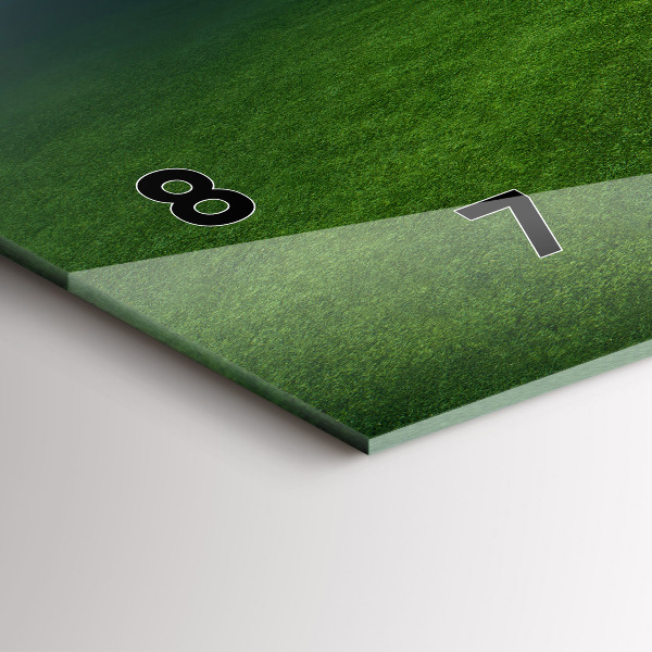 Horizontální skleněné hodiny na stěnu Fotbalové hřiště