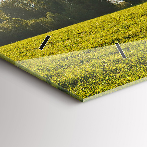 Horizontální skleněné hodiny na stěnu Hory a pole