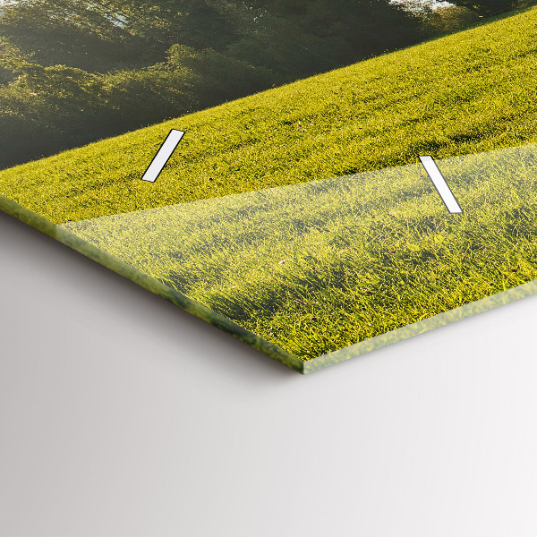 Horizontální skleněné hodiny na stěnu Hory a pole