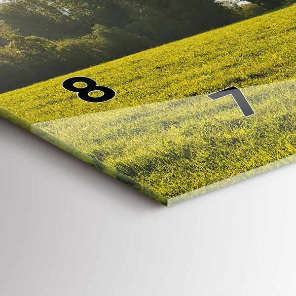 Horizontální skleněné hodiny na stěnu Hory a pole