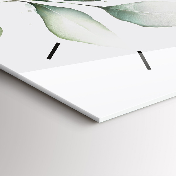 Horizontální skleněné hodiny na stěnu Abstraktní listy