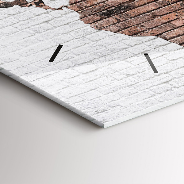 Horizontální skleněné hodiny na stěnu Cihlová mapa světa