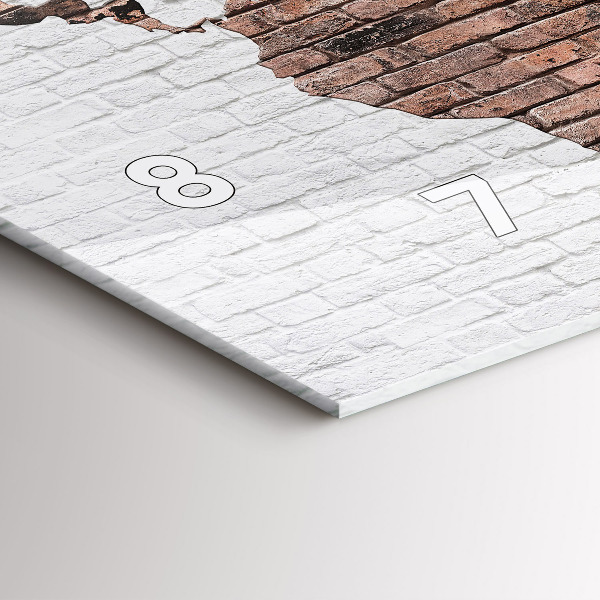 Horizontální skleněné hodiny na stěnu Cihlová mapa světa