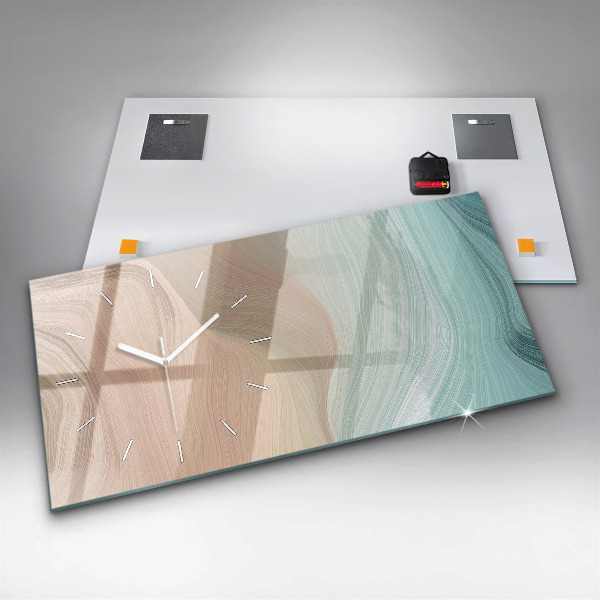 Horizontální skleněné hodiny na stěnu Abstrakce vln