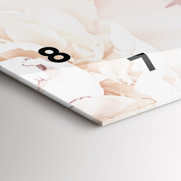 Horizontální skleněné hodiny na stěnu Květy pivoňky