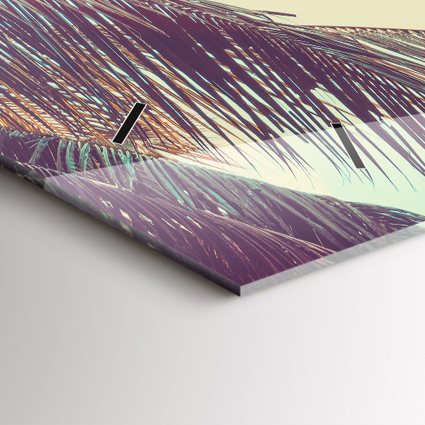 Horizontální skleněné hodiny na stěnu Tropické palmy