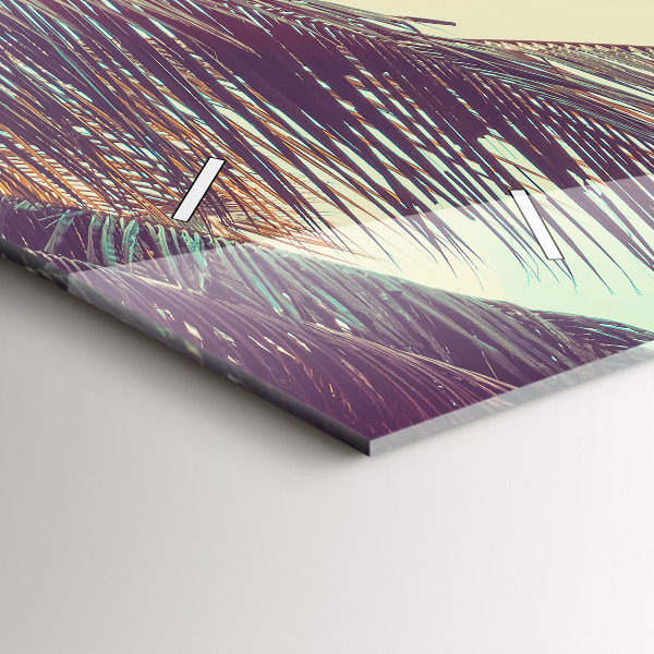 Horizontální skleněné hodiny na stěnu Tropické palmy