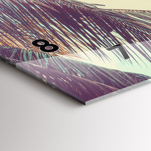 Horizontální skleněné hodiny na stěnu Tropické palmy