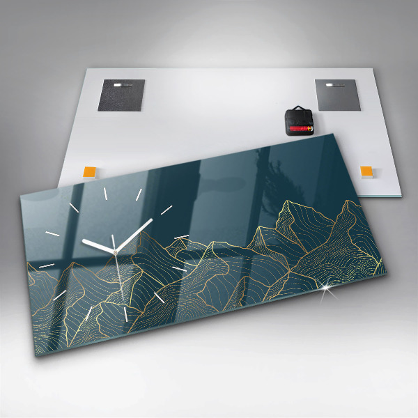 Horizontální skleněné hodiny na stěnu Skica hor