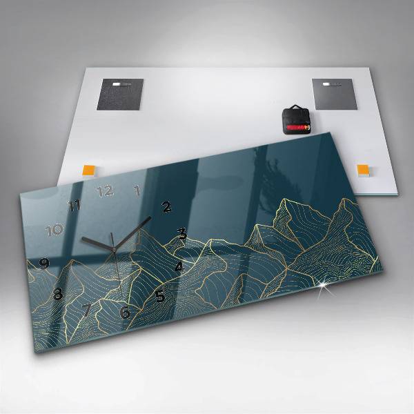 Horizontální skleněné hodiny na stěnu Skica hor