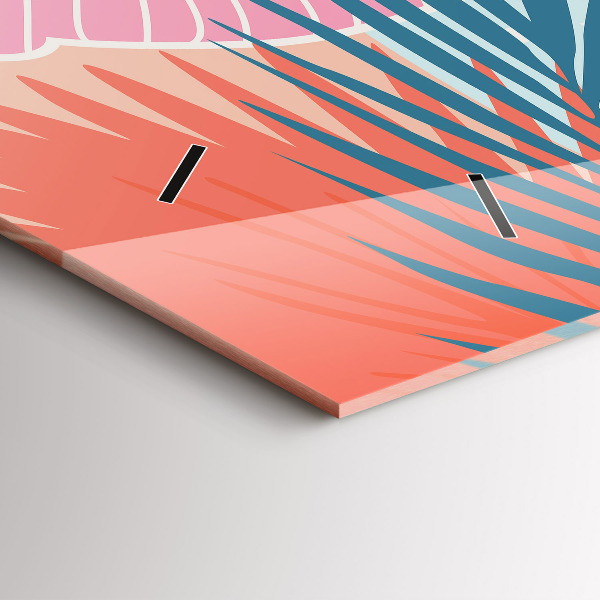 Horizontální skleněné hodiny na stěnu Pastelové listy