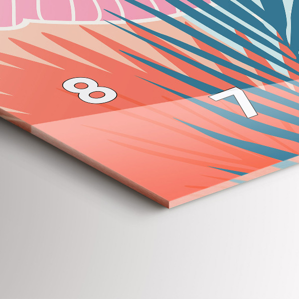 Horizontální skleněné hodiny na stěnu Pastelové listy