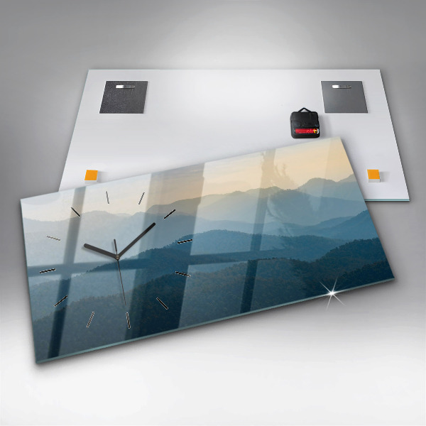 Horizontální skleněné hodiny na stěnu Abstraktní krajina