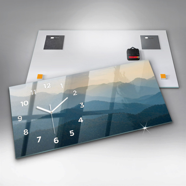 Horizontální skleněné hodiny na stěnu Abstraktní krajina