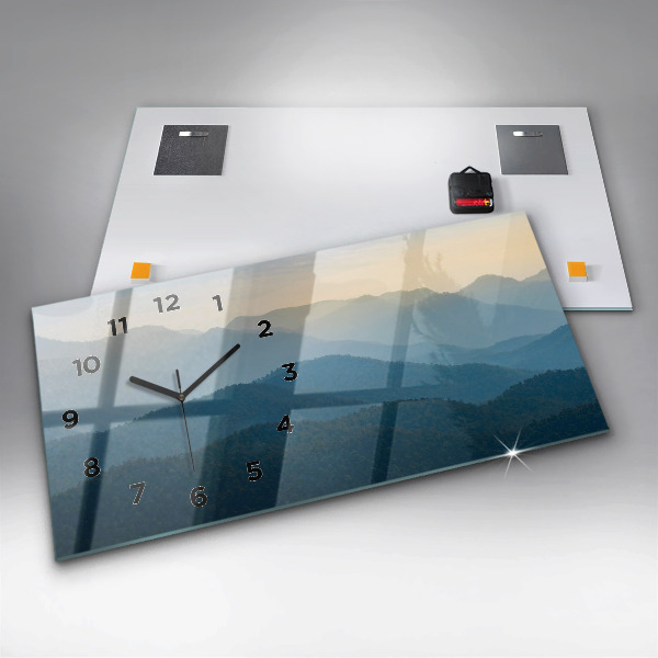Horizontální skleněné hodiny na stěnu Abstraktní krajina