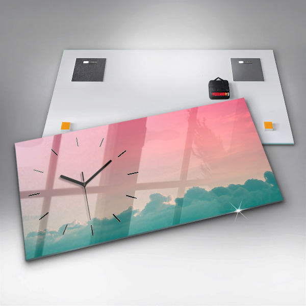 Horizontální skleněné hodiny na stěnu Gradientní obloha