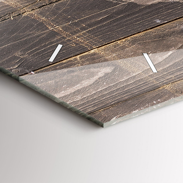 Horizontální skleněné hodiny na stěnu Mapa světa na dřevě