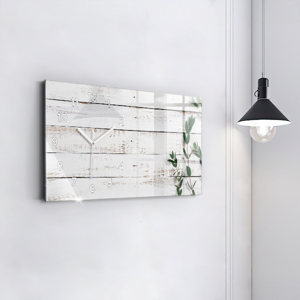 Horizontální skleněné hodiny na stěnu Dřevěné desky