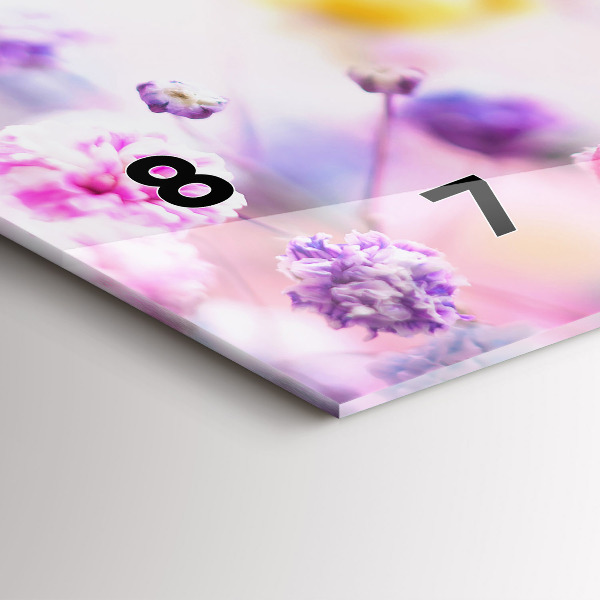 Horizontální skleněné hodiny na stěnu Květiny na louce