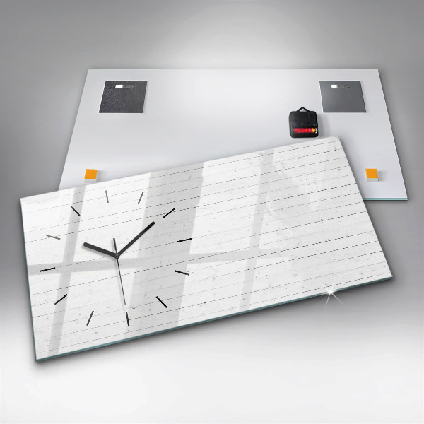 Horizontální skleněné hodiny na stěnu Vzor dřevěných panelů