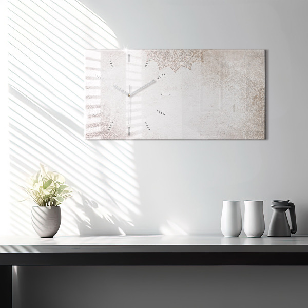Horizontální skleněné hodiny na stěnu Dekorativní vzor