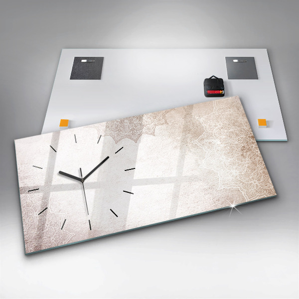 Horizontální skleněné hodiny na stěnu Dekorativní vzor