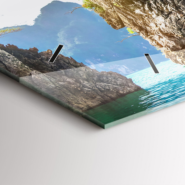 Horizontální skleněné hodiny na stěnu Jezero přírodních stromů