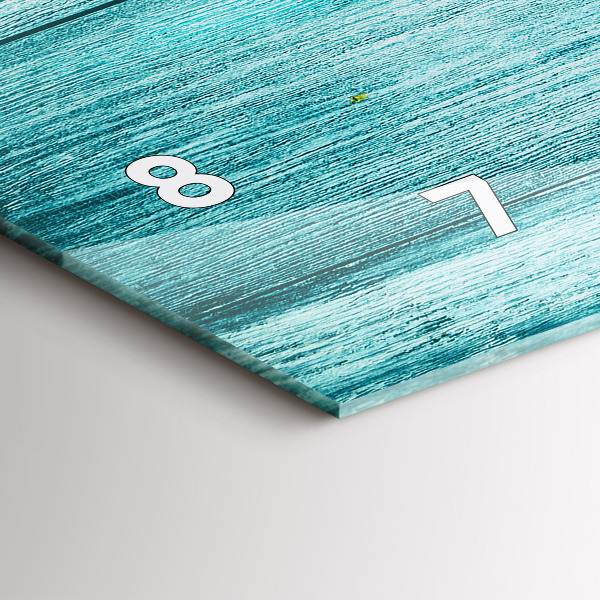 Horizontální skleněné hodiny na stěnu Modré staré dřevo