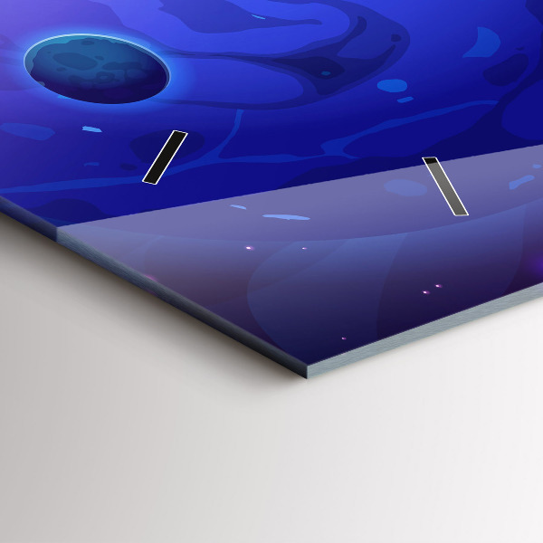 Horizontální skleněné hodiny na stěnu Galaxie planet