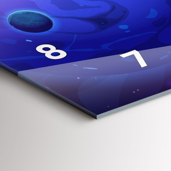 Horizontální skleněné hodiny na stěnu Galaxie planet