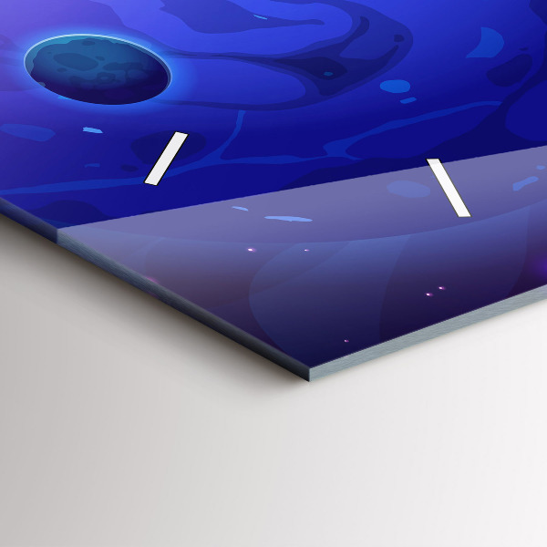 Horizontální skleněné hodiny na stěnu Galaxie planet
