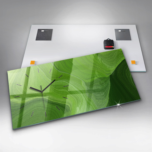 Horizontální skleněné hodiny na stěnu Moderní vlny