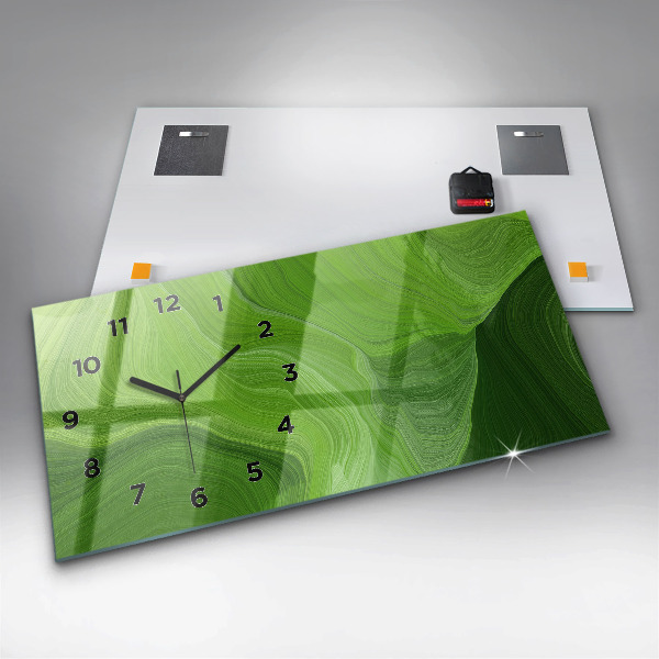 Horizontální skleněné hodiny na stěnu Moderní vlny