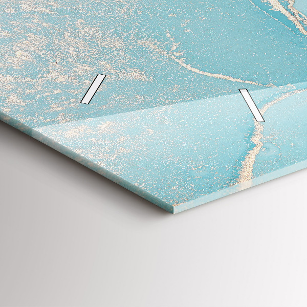 Horizontální skleněné hodiny na stěnu Dekorativní mramor