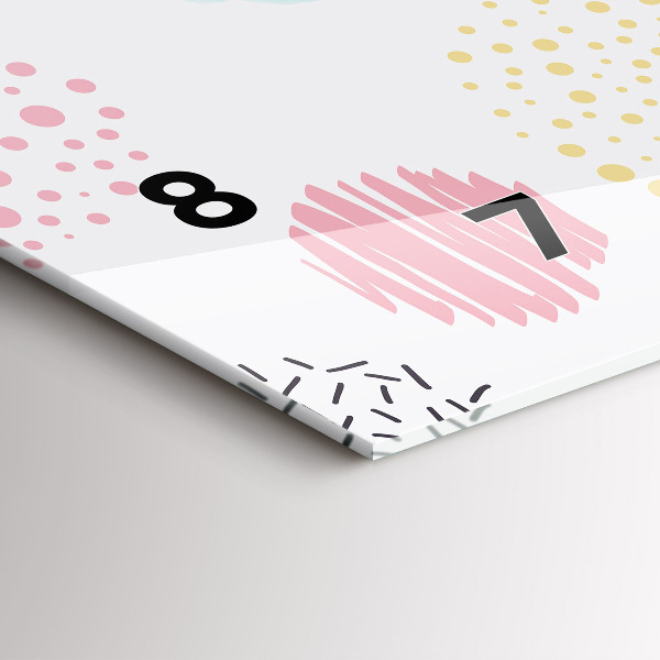 Horizontální skleněné hodiny na stěnu Geometrický vzor