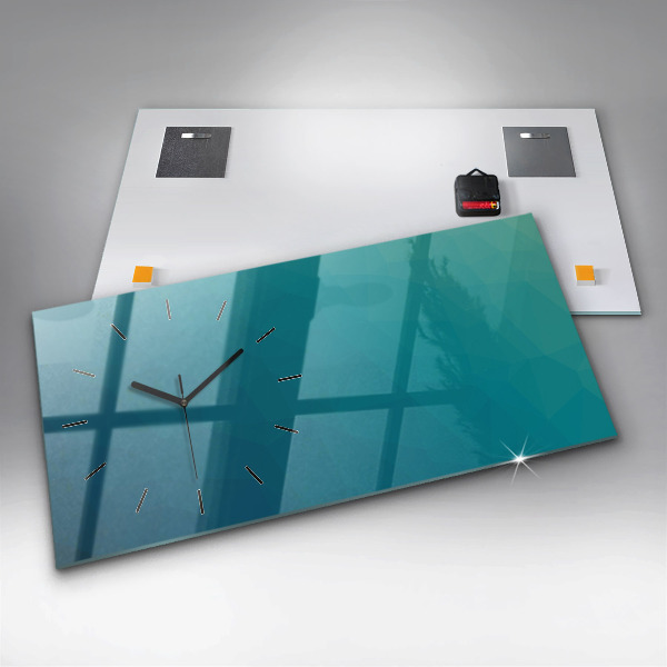 Horizontální skleněné hodiny na stěnu Mořská abstrakce